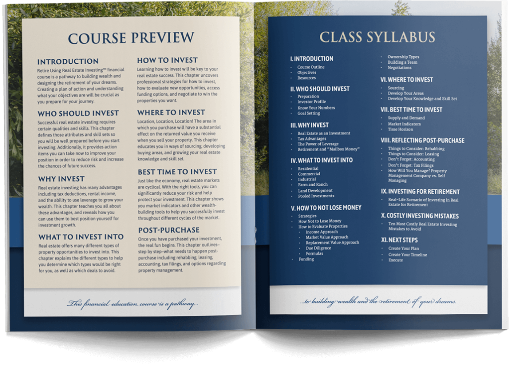 Retire Using Real Estate Investing™ Financial Education Official Course Catalog